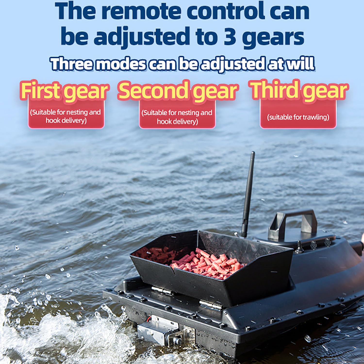 barca da pesca telecomandata a ritorno automatico GPS da 12V (sgancio elettromagnetico) con batteria da 18000 mAh, 3 velocità, telecomando per tirare la rete,carico di 2,5 kg, contenitore di scarico