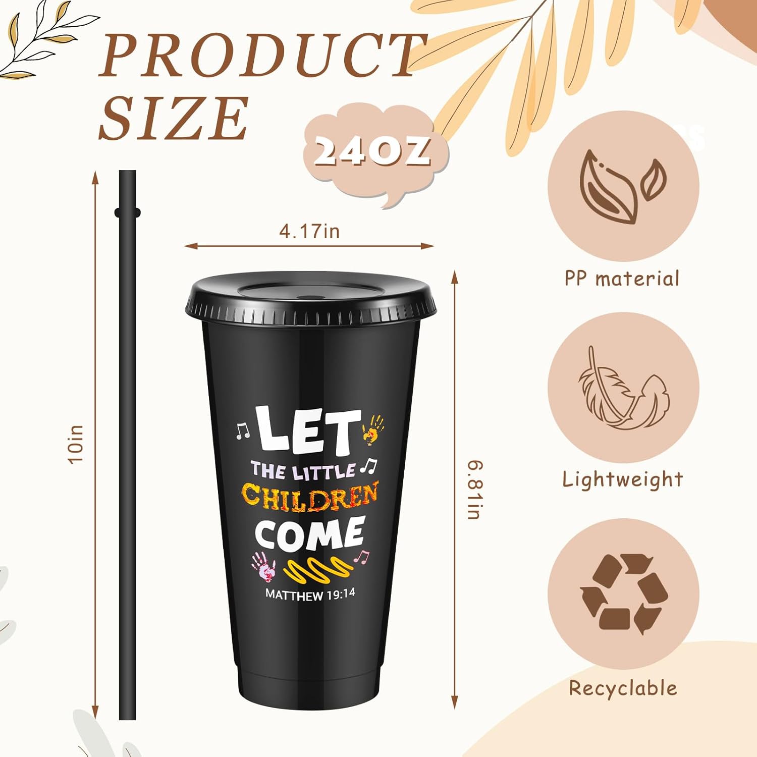 Uiifan 30 Pcs Bulk Christian Cups Gifts for Kids, 24oz Plastic Religious Jesus Cups with Bible Verse, Sunday School Gifts for Kids Children (Black) - Image 2