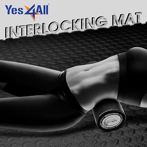 Miniatura 8 de Yes4All Alfombrilla de ejercicio entrelazada, color negro, 6 unidades + bandas de bucle de resistencia