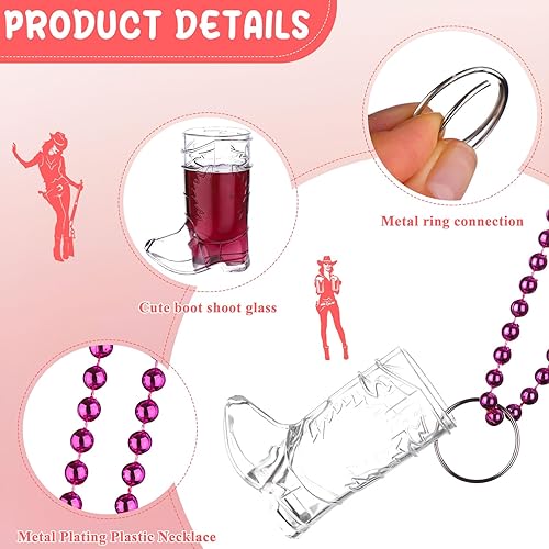Miniatura 3 de craftshou Juego de 24 vasos de tiro para botas en collar de cuentas, de plástico, para vaquera, para despedida de soltera, carnaval, cumpleaños,