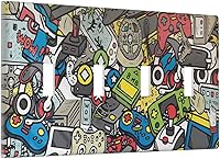 Vista 142 de Placa de pared de tortugas marinas, hierba oceánica, medusas, peces y algas marinas, placa de pared de doble palanca, cubierta de interruptor de luz