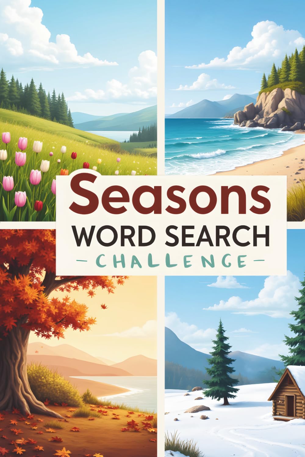 Seasons Word Search Challenge: Strengthen Vocabulary, Memory, and Thinking Skills with 50 Challenging Puzzles plus 10 Bonus Coloring Pages!