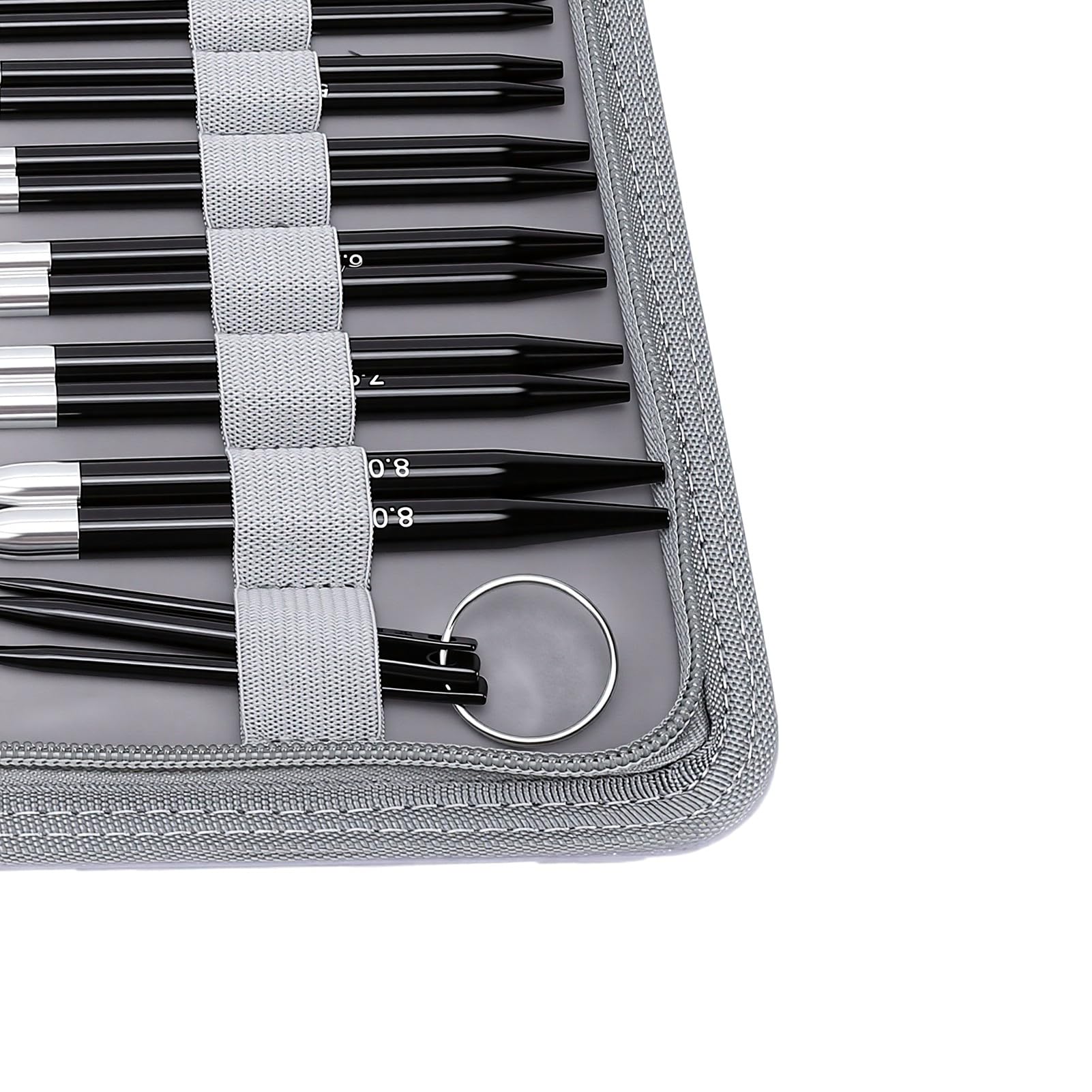 Xiuganpo 12 Paar Austauschbare Rundstricknadeln, 3,0–8,0 Mm Kurze Aluminium-Stricknadeln mit 4 Kabeln und Aufbewahrungstasche für Socken, Ärmel, Babymützen