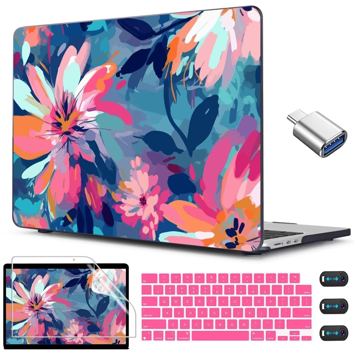 Photo 1 of CISSOOK Compatible with MacBook Air 13.6 inch Case 2026 2025 2024 2023 2022 Release M5 M4 M3 M2 Chip A3449 A3240 A3113 A2681, Hard Shell Case Keyboard Cover Screen Protector, Muti-Color Painting