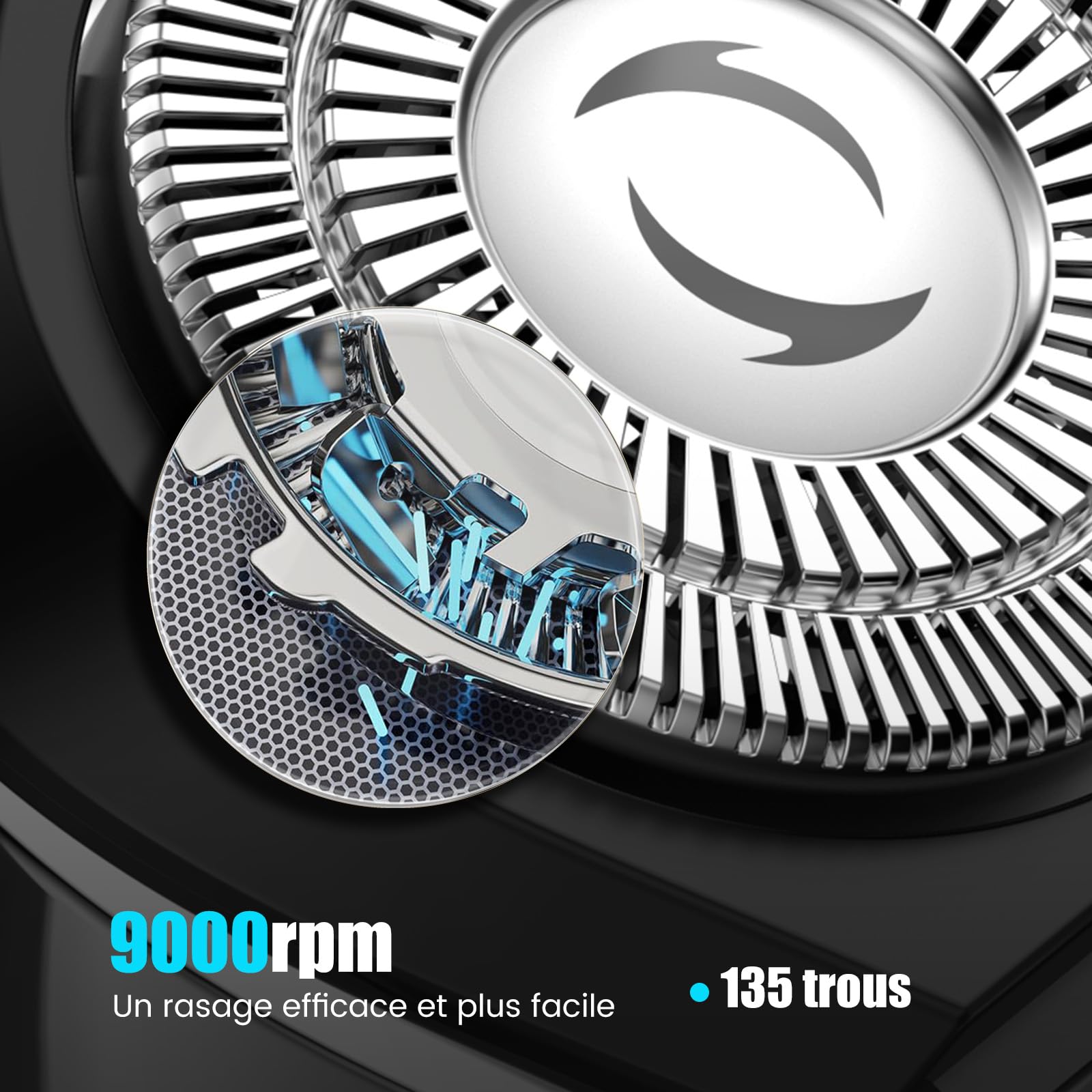 Brightup Rasoir Électrique Homme avec Tête Flottante 4D, Sans Fil LED Rasoirs Barbe Étanche IPX6, Recharge USB-C et Tondeuse Pop-Up, Verrouillage de Voyage