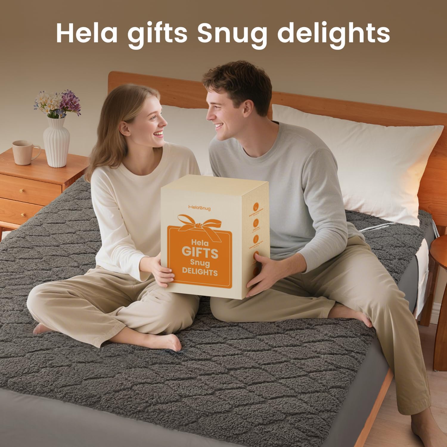 Electric Heated Mattress Pad 78x80IN Dual Controllers Heating Mattress Pad King Size 6 Heat Settings 1-9-Hour Timer Auto-Off Deep Pocket Machine Washable FCC&ETL Certificated Moonbeam Gray - Image 8