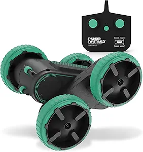 Sharper Image® Thunder Twist Rally - RC Stunt Car with Rechargeable Battery, High-Speed 360° Stunts, Double-Sided Driving, 2.4 GHz Remote Control, LED Lights, Flips & Spins Rotating Car Kids Toy Gift