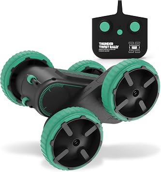 Sharper Image Thunder Twist Rally - RC Stunt Car with Rechargeable Battery, High-Speed 360 Stunts, Double-Sided Driving, 2.4 GHz Remote Control, LED Lights, Flips & Spins Rotating Car Kids Toy Gift