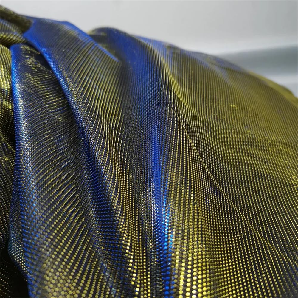 Tul de poliéster de primera calidad, Tela de malla for vestido noche, 5 yardas, iridiscente Multicolor, 100% poliéster, costura boda(3 Blue-silver)