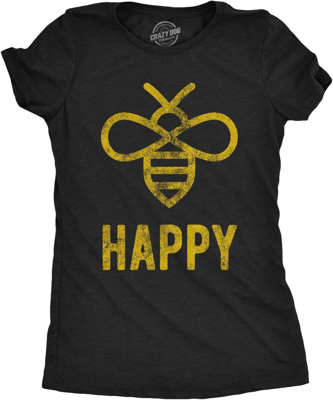 Womens Bee Happy T Shirt Funny Vintage Graphic Honey Bumblebee Dad Joke Humor