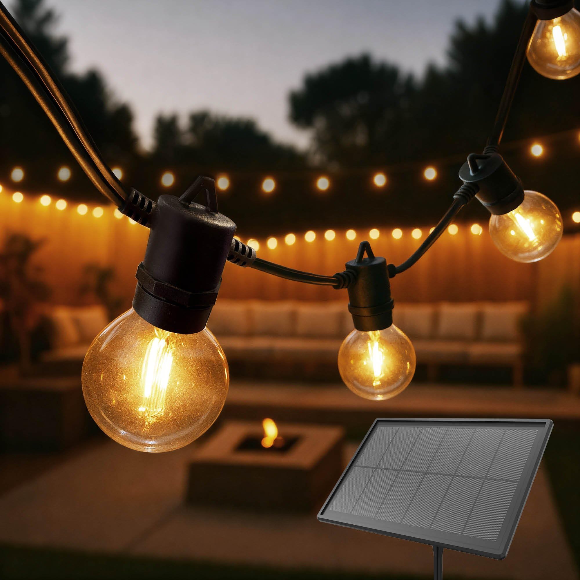 Ledvion - Catena Luminosa, 42 Metri Solaree, 75x E12 LED, IP44 Impermeabile, 2700K, G40, Plug & Play, Collegabile