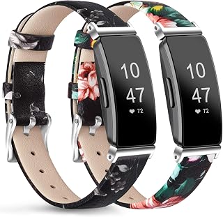 Tobfit Leather Bands Compatible with Fitbit Inspire HR & Fitbit Inspire & Fitbit Ace 2 Fitness Tracker, Soft Classic Top Grain Leather Replacement Strap for Women Men