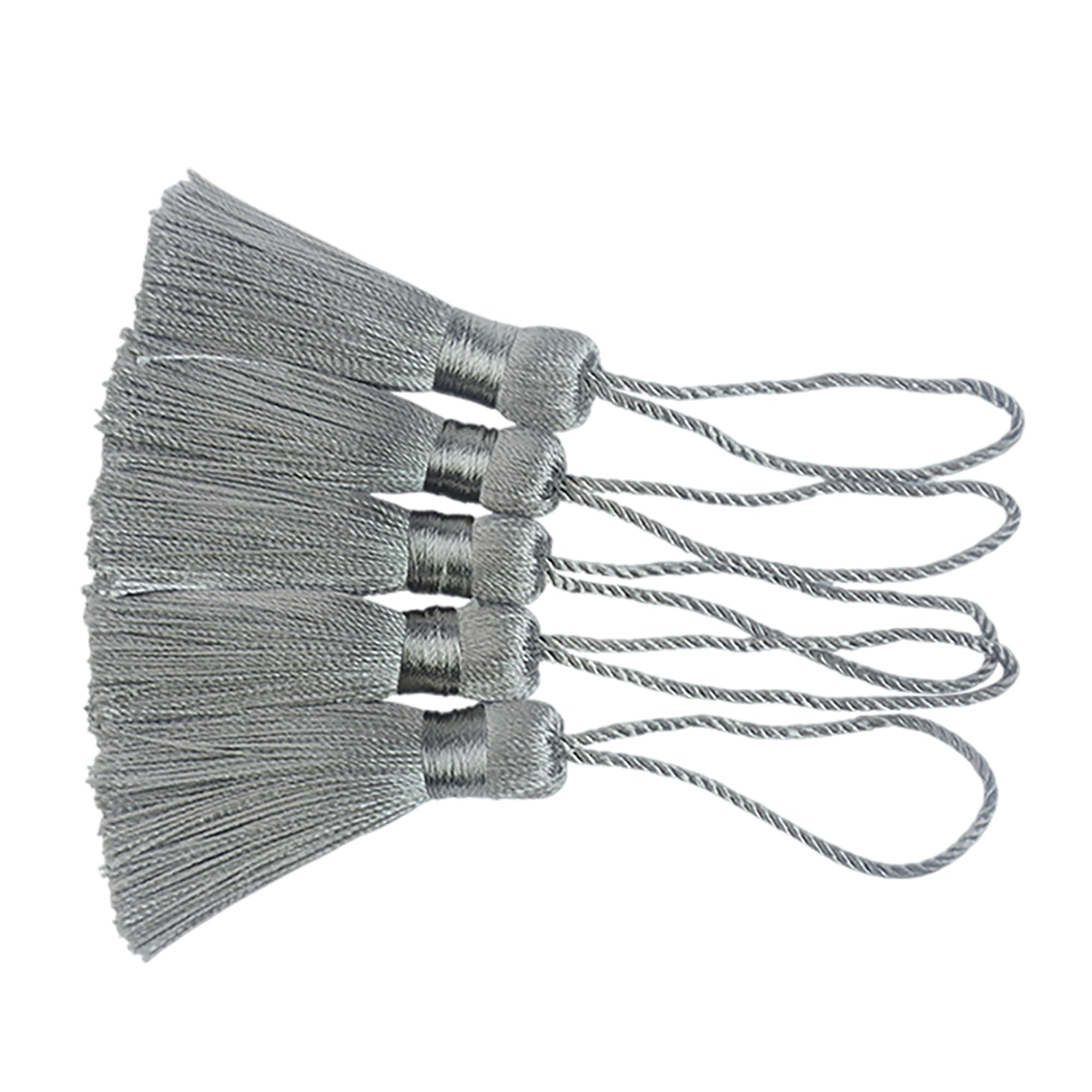 20pcs 10.9cm Handmade Silky Mini Craft Tassels for Bookmarks,DIY Light Grey