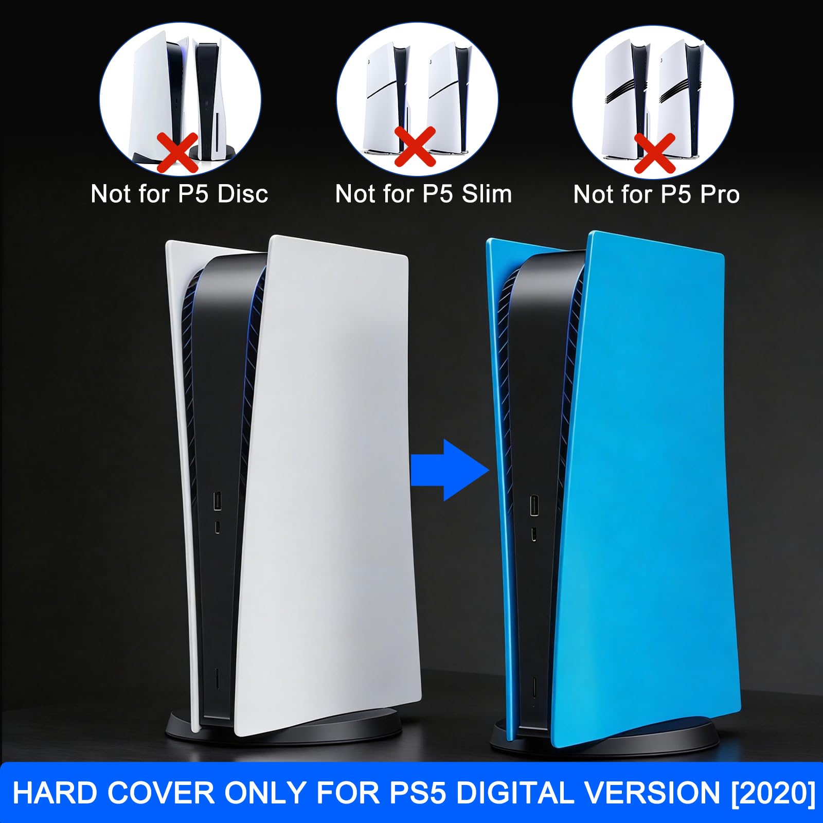 arVin Piastra di ricambio laterale per PS5, copertura di ricambio per console PS5 versione Digatal, accessori antipolvere per console PS5, custodia in ABS (blu stella, versione digitale)