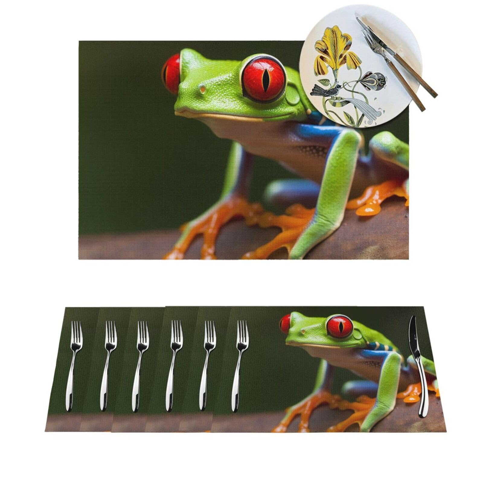 Set de table grenouille PVC lavable : stop aux taches et plats chauds - Protection vinyle x6
