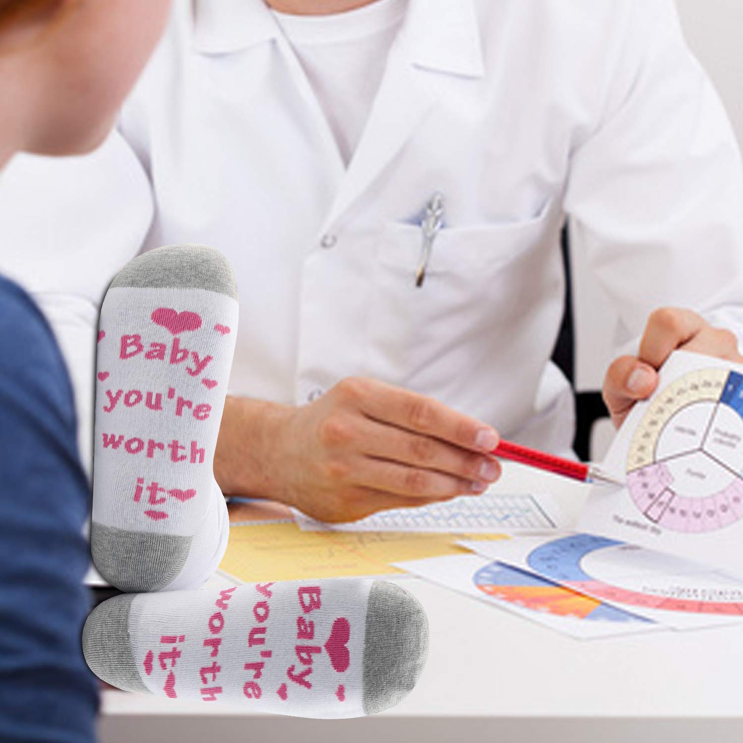 PYOUL 2 pares de calcetines de infertilidad IVF para bebé You're Worth It calcetines IVF fuertes de transferencia de embriones congelados