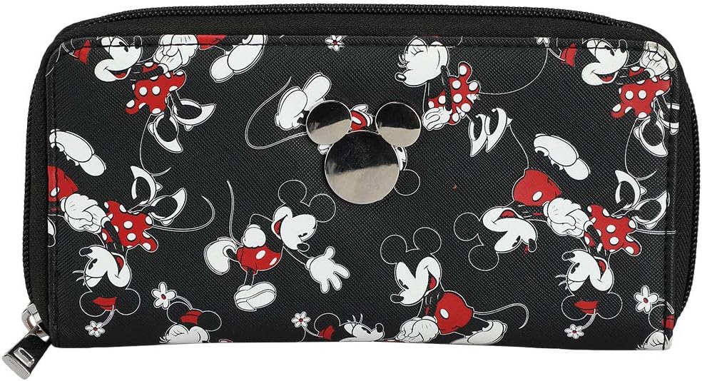 Disney's Mickey and Minnie Mouse Zip Around Nylon Wallet, Lightweight
