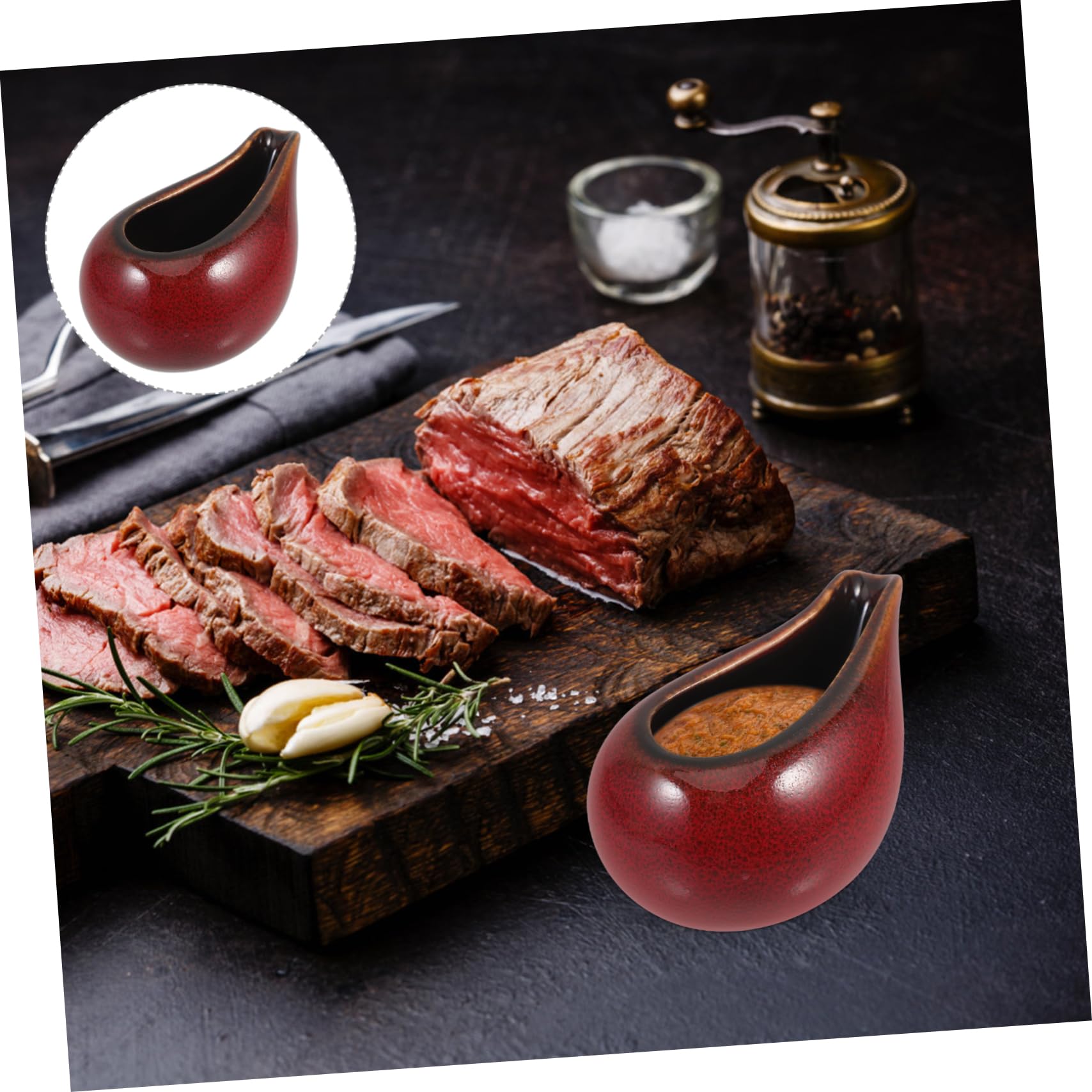 CONGARTENO Dipping Pot Syrup Creamer Kettle Sauce Pitcher Condiment Bowl Coffee Bar Supplies Household Ceramic Pitchers Ceramic Milk Pitcher Ceramic Milk Cups Sauce Dispensers Red Ceramics