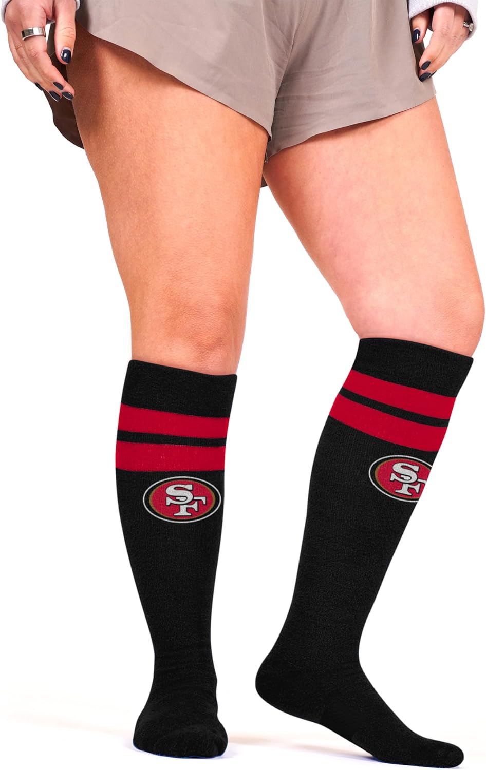 For Bare Feet NFL SAN FRANCISCO 49ERS Cozy Feather Compression Varsity Stripe Team Color Small/Medium - Image 2