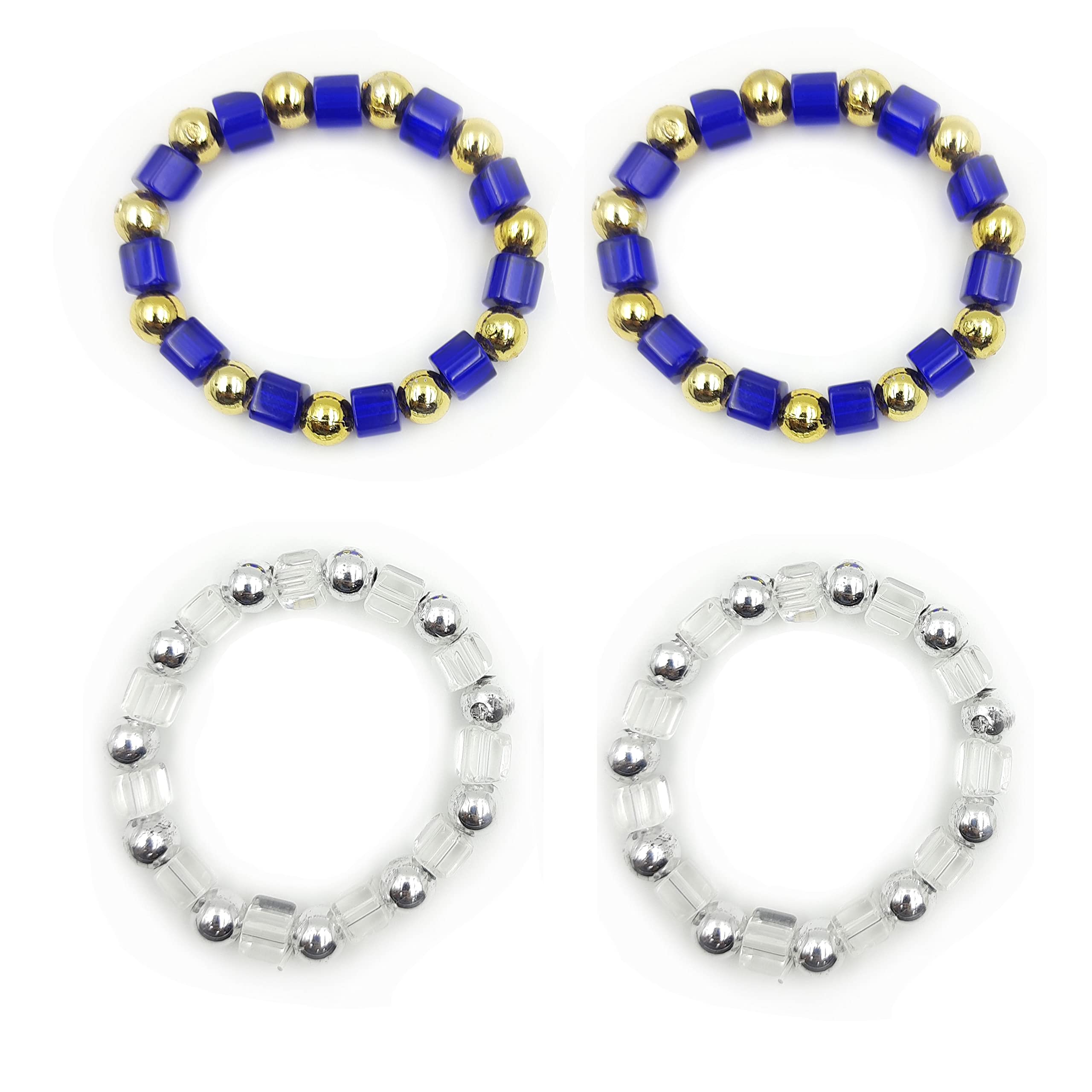 Karki Fusion 6 Colorful Beads Bracelet Girls Dress Up Game Props Stretchable (Freesize) (Crystal Style) (Pack of 6)