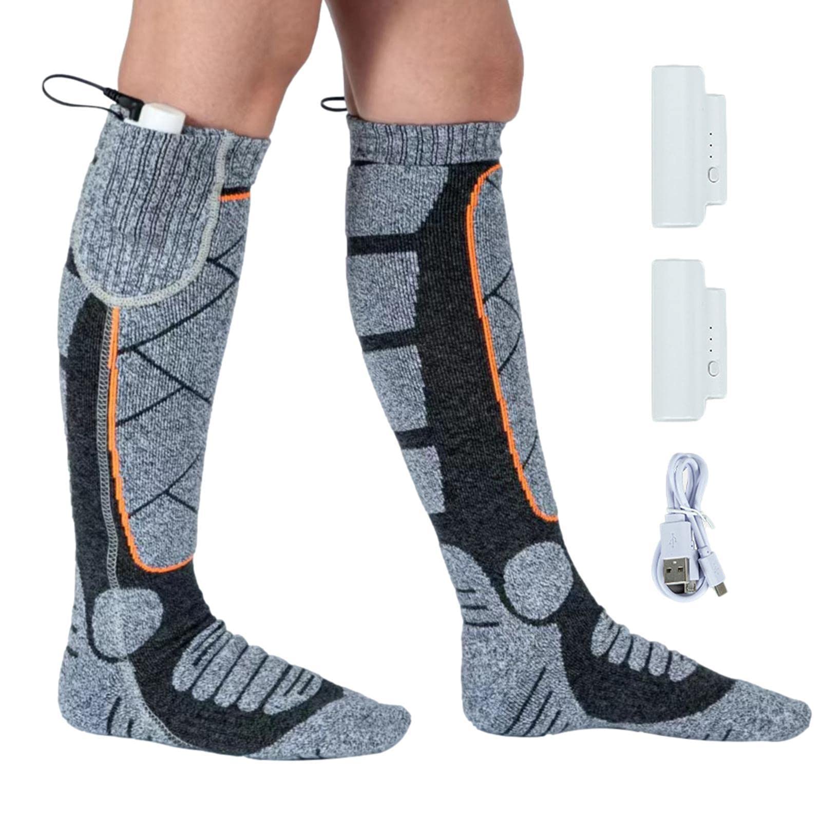 Heating Socks | Thick USB Rechargeable Heated Socks 2200mah,Unisex Warm Thermal Heating Socks with Battery for Skiing Biking Hunting A/r