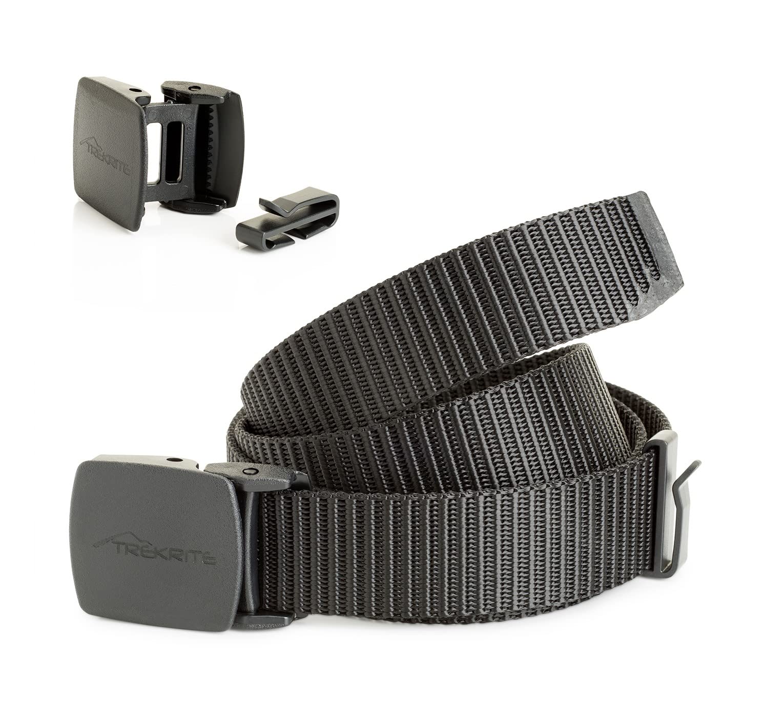 TrekriteAdjustable Belt – Nylon Hiking/Camping/Walking/Travel Unisex Nickel Free with Plastic Buckle - , Black, Small (up to 38")