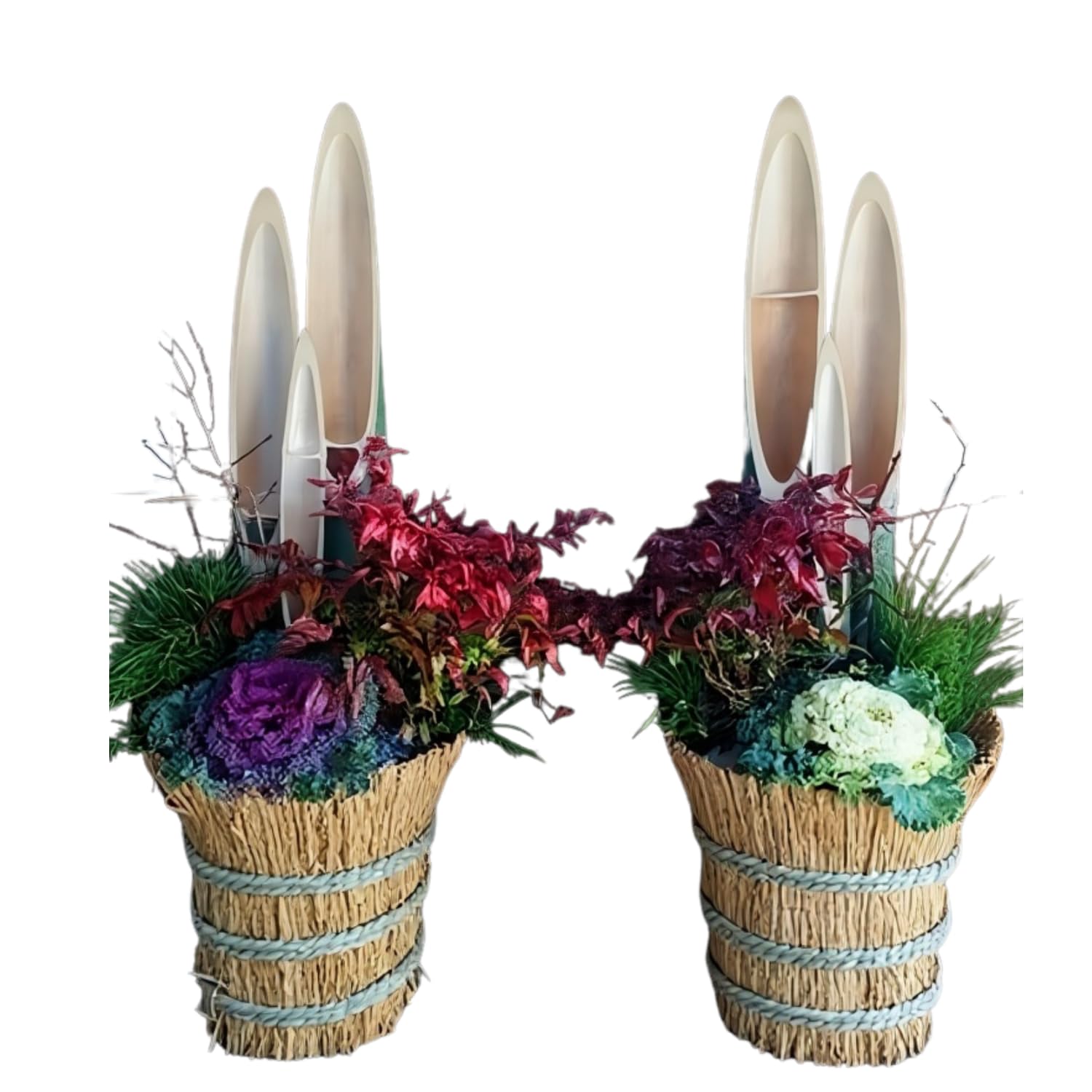 Amazon.co.jp: NEKOMI【生花門松シリーズ】1対2鉢 120cm 特大 正月飾り