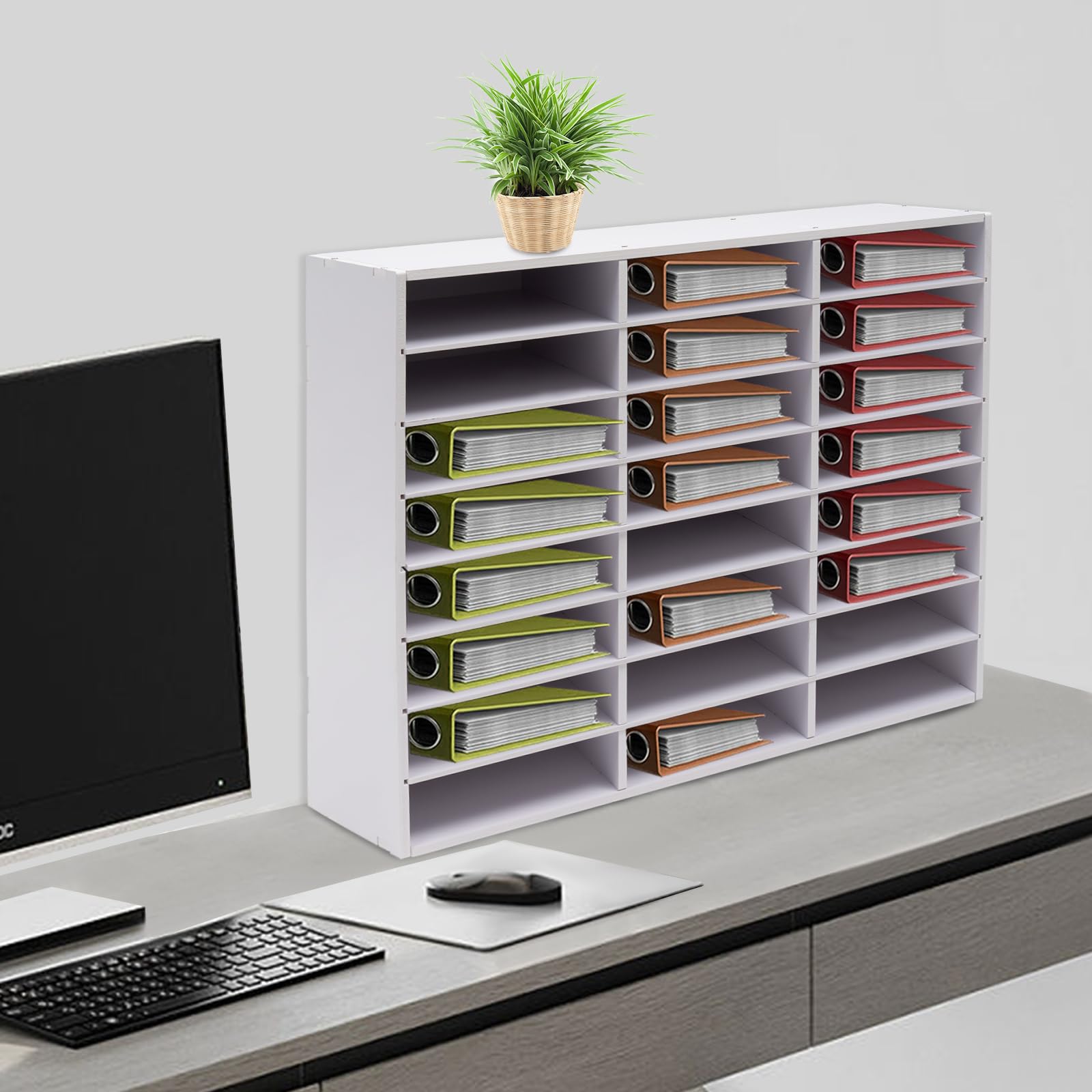 Organisateur de documents à 24 compartiments, 3 colonnes et 8 rangées de papier, blanc, organisateur de lettres et de documents pour bureau, salle de classe et maison