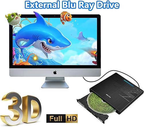 Miniatura 2 de NOLYTH Reproductor de Blu Ray externo, unidad portátil Bluray externa para Mac, quemador Blu Ray USB con ranura de audio SD TF USB de 0.138 in