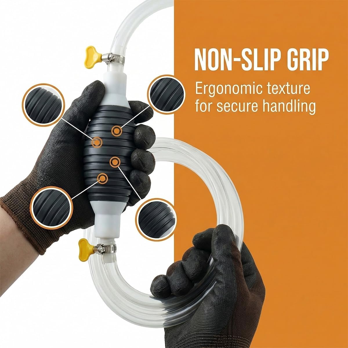 Multifunctional Car Liquid Siphon Pump, High Flow Manual Fuel Siphon Transfer Hand Pumps with 4.92FT Hose Clamp, Portable Auto Oil Petrol Diesel Transfer Tool, Universal for Vehicles