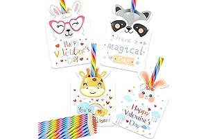 CCINEE Valentines Day Cards Kit with Rainbow Pencils for Kids