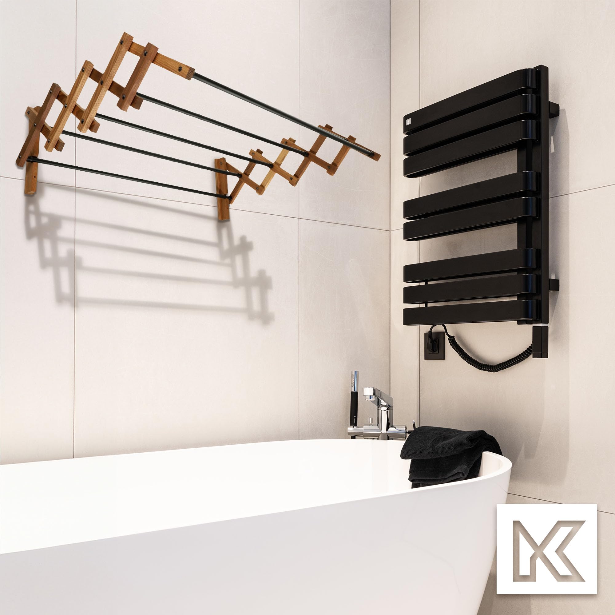 KADAX Tendedero Plegable de Pie Extensible, Acordeón (Pared de 63,5 x 85 cm)