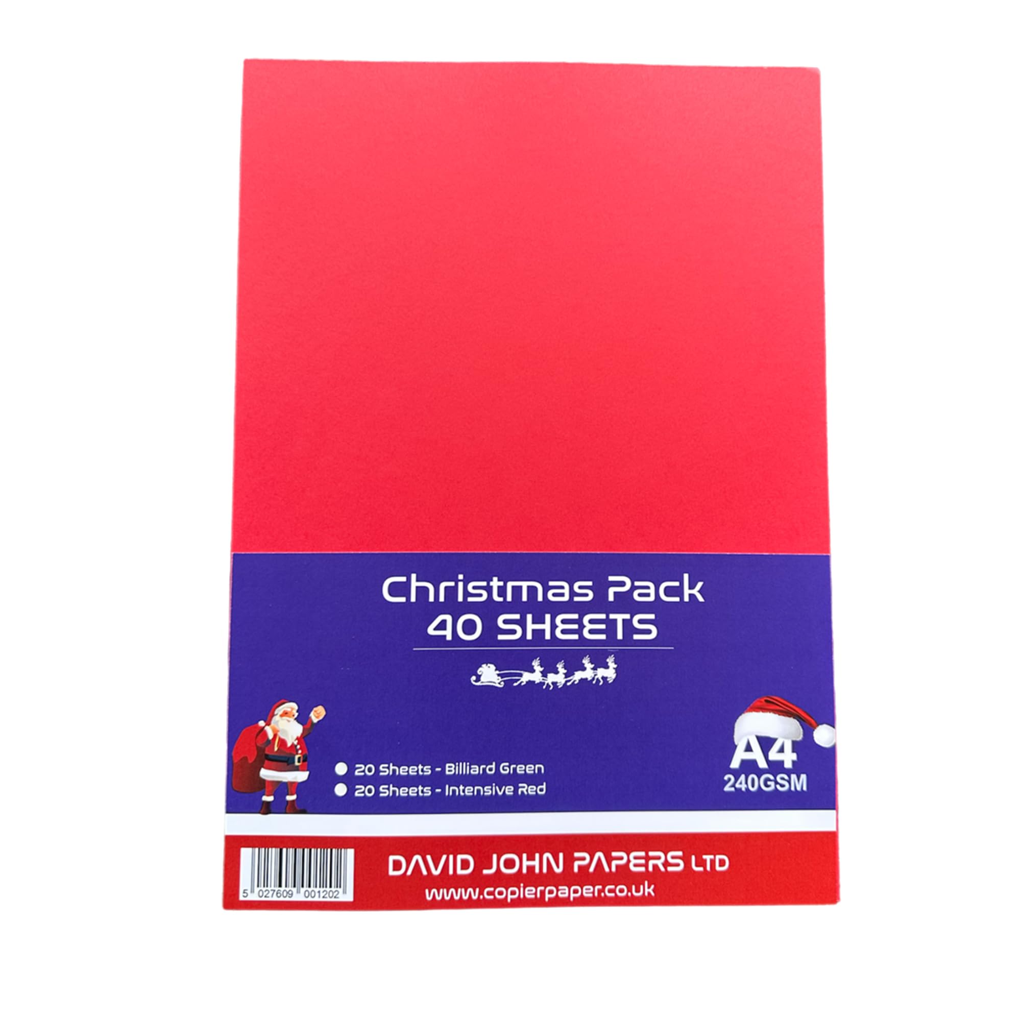 DJP 240gsm A4 Christmas Coloured Card Pack Bundle (40 Sheets) - Red & Green - 20 Each Colour, Red, Green, A4 Size - Image 2