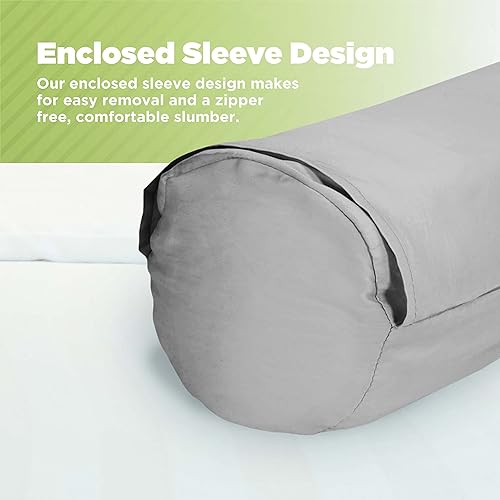 Miniatura 6 de Bean Products Fundas de almohada para el cuello  algodón, tejido satinado, 300 hilos, gris (6 x 16 pulgadas)