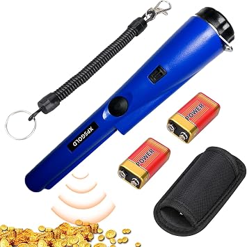 Metal Detector Pinpointing ,Pinpointer 360 Degree Search Gold&Treasure Finder with Belt Holster &LED Indicator& Buzzer Vibration, for Adults and Kids Blue