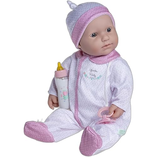 JC Toys La Baby Caucasian 20-inch Small Soft Body Baby Doll La Baby | Washable |Removable White and Pink Outfit w/Hat, Pacifier & Magic Bottle | for Children 12 Months +