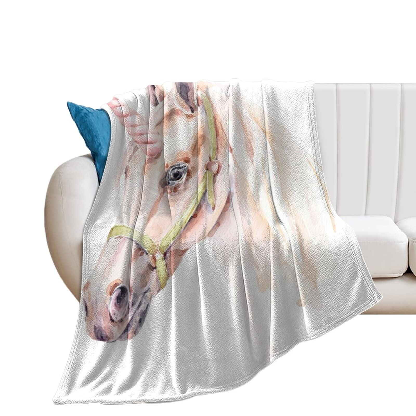 Couverture polaire licorne blanche plaid de lit et salon 130x150