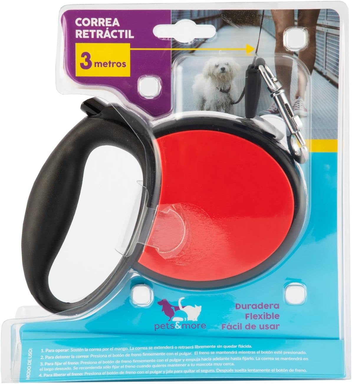 PETS&MORE Retractable Strap 3MT, Red