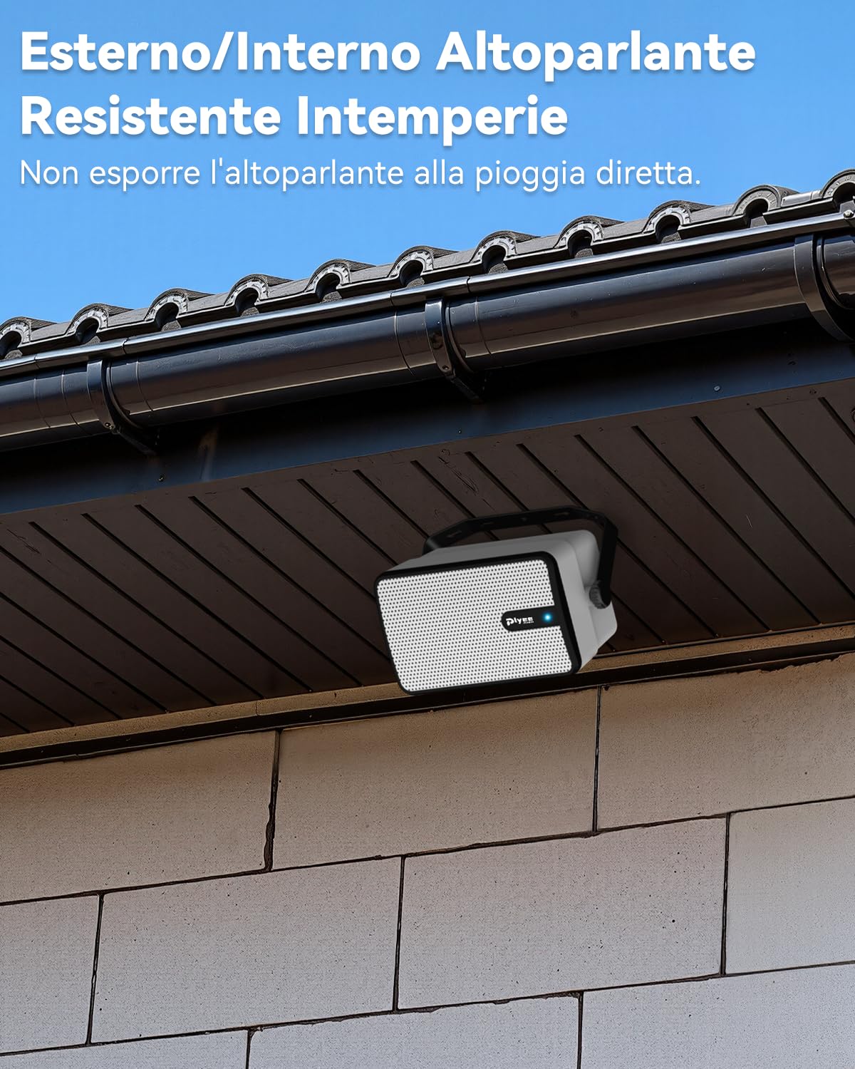 Plyee Audio 250W Altoparlanti Bluetooth Esterni, Sincronizzazione Wireless tra Altoparlanti, Montaggio a Parete per Patio, Veranda, Gazebo, Garage, Confezione da 2 (MZ-632)