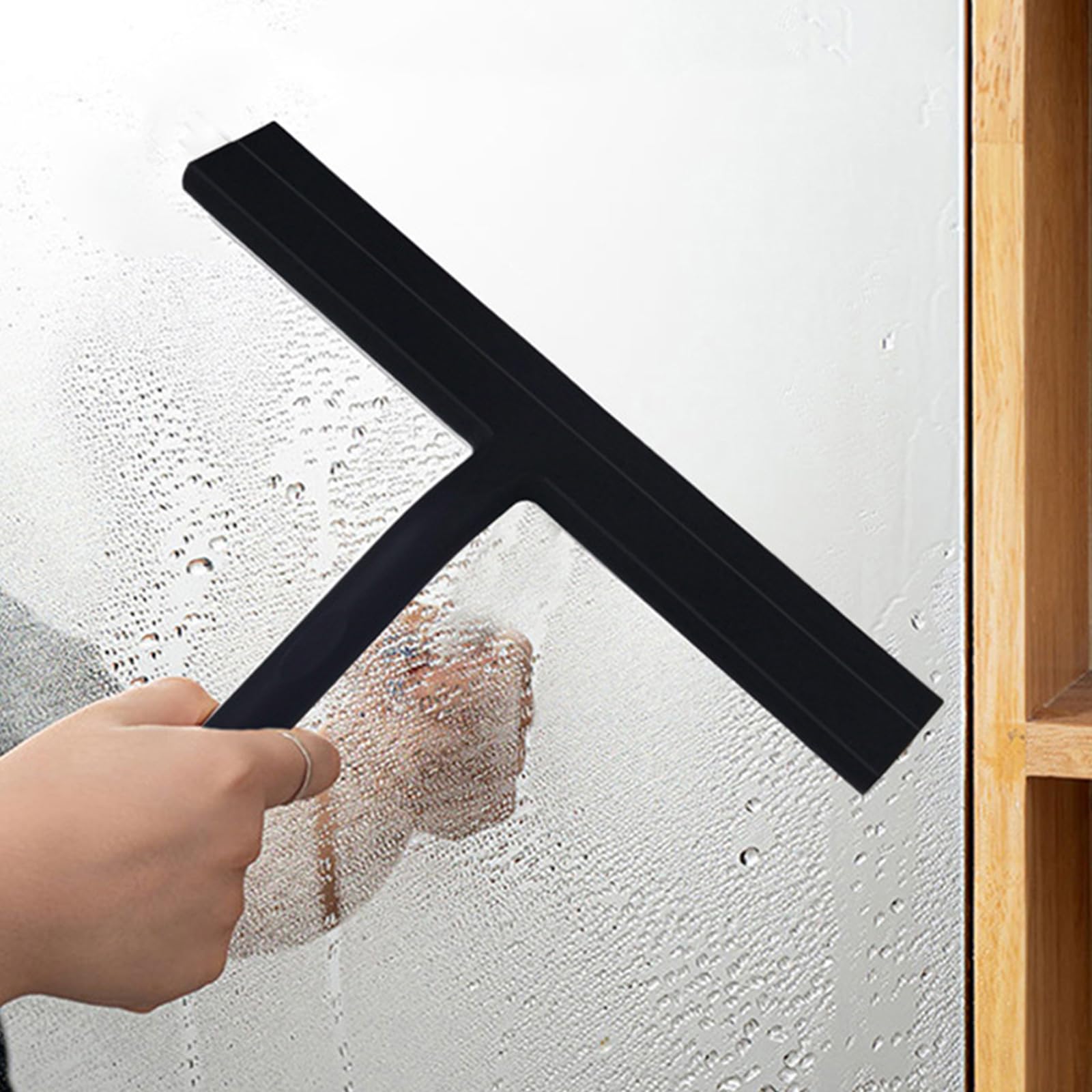 Verstellbarer Duschabzieher, Montagemöglichkeit, kein Bohren, Installation für Badezimmer, Spiegelung, Fenster, Edelstahl-Design