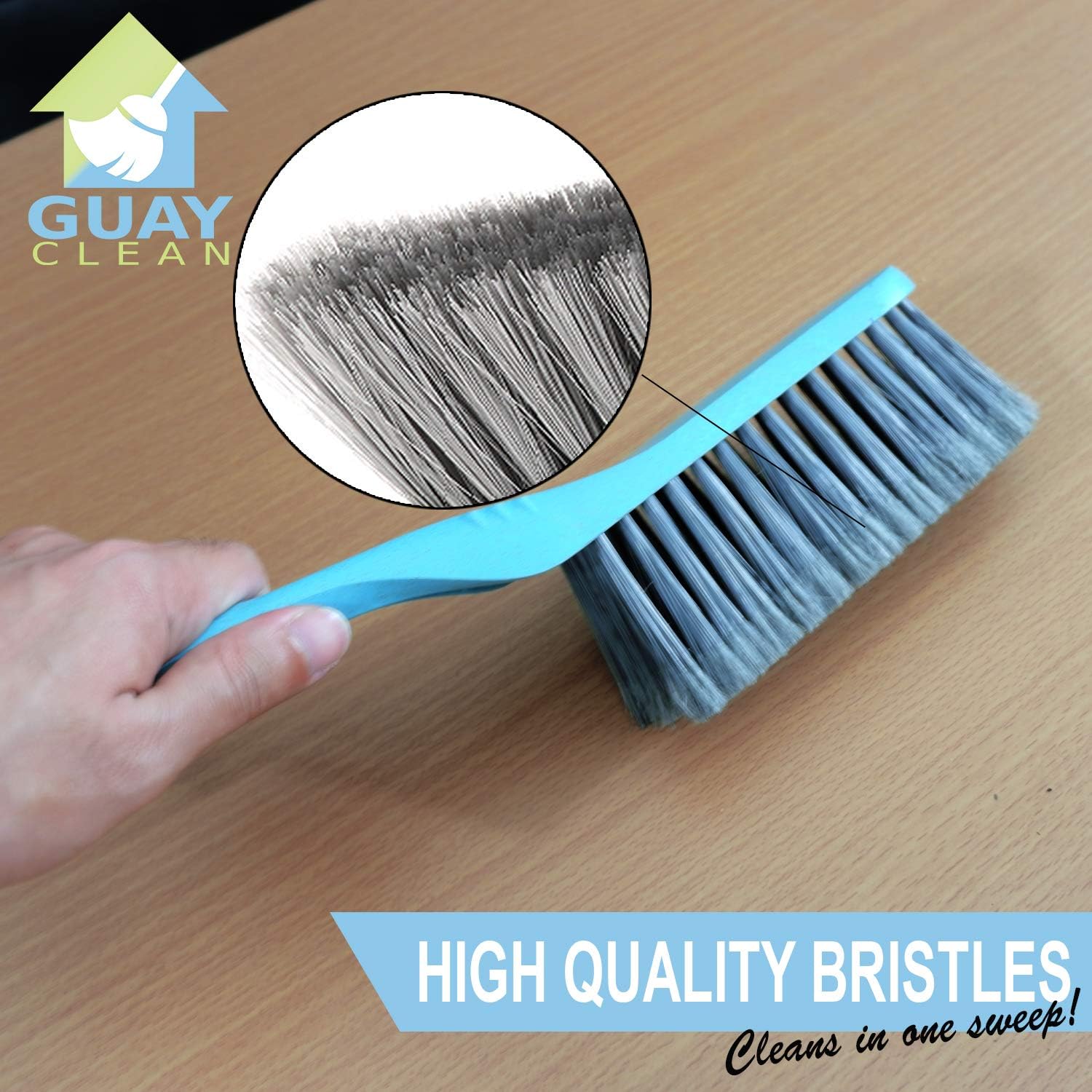 Guay Clean Brush and Dustpan Set - Heavy Duty Cleaning Tool Kit - Collects Dust Dirt Debris - Small and Lightweight for Home Kitchen Office Floor - Blue
