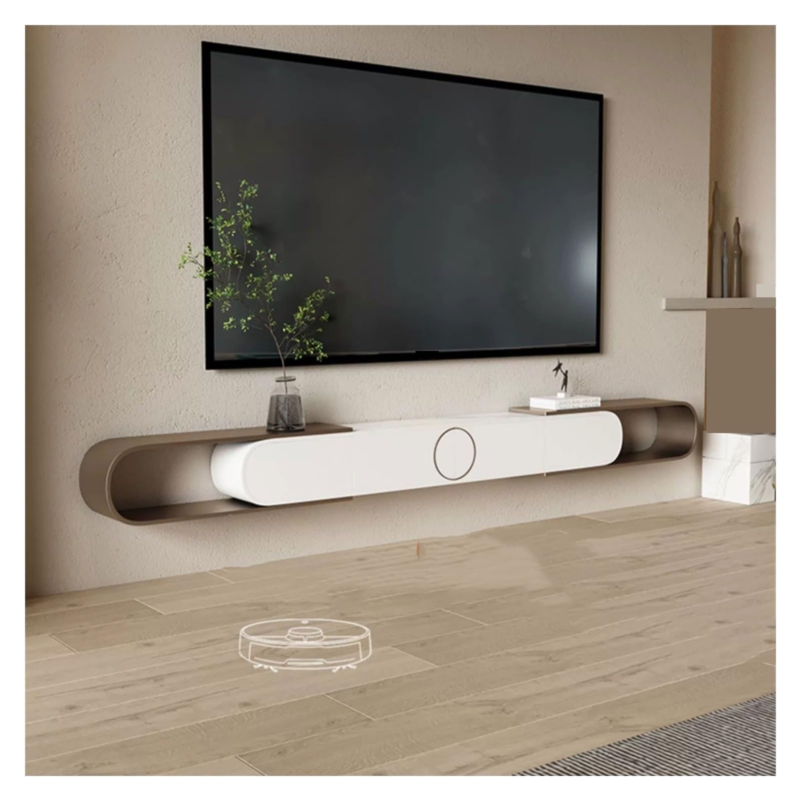 LynsEt Wall Mounted TV Cabinet Expandable Floating TV Stand, Wall Mounted Entertainment Center with Storage and Open Shelf, Modern Media Console Cabinet for Living Room Bedroom Floating TV Stand