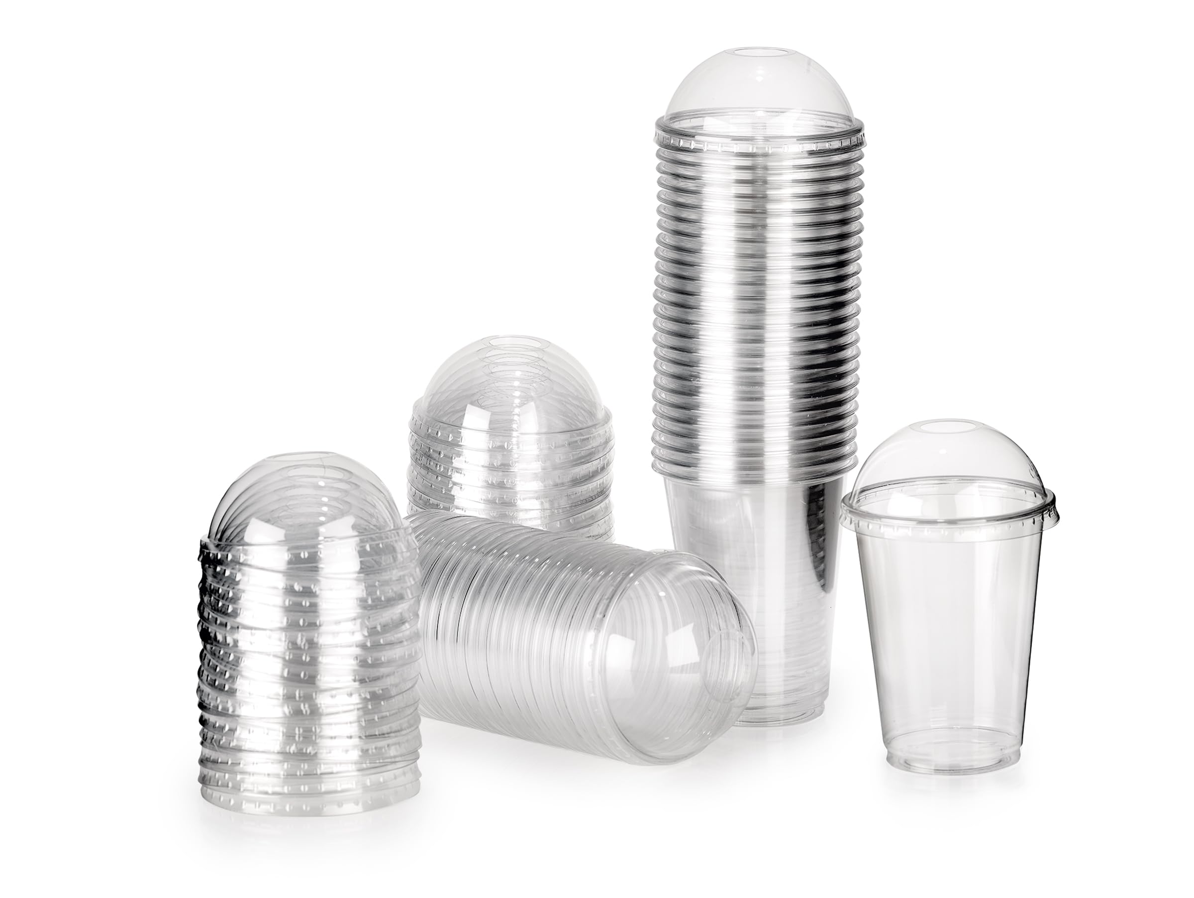 Signature Packaging Plastic Smoothie Cups with Lids - 12oz / 354ml - 50 Pack (50 Cups + 50 Lids)