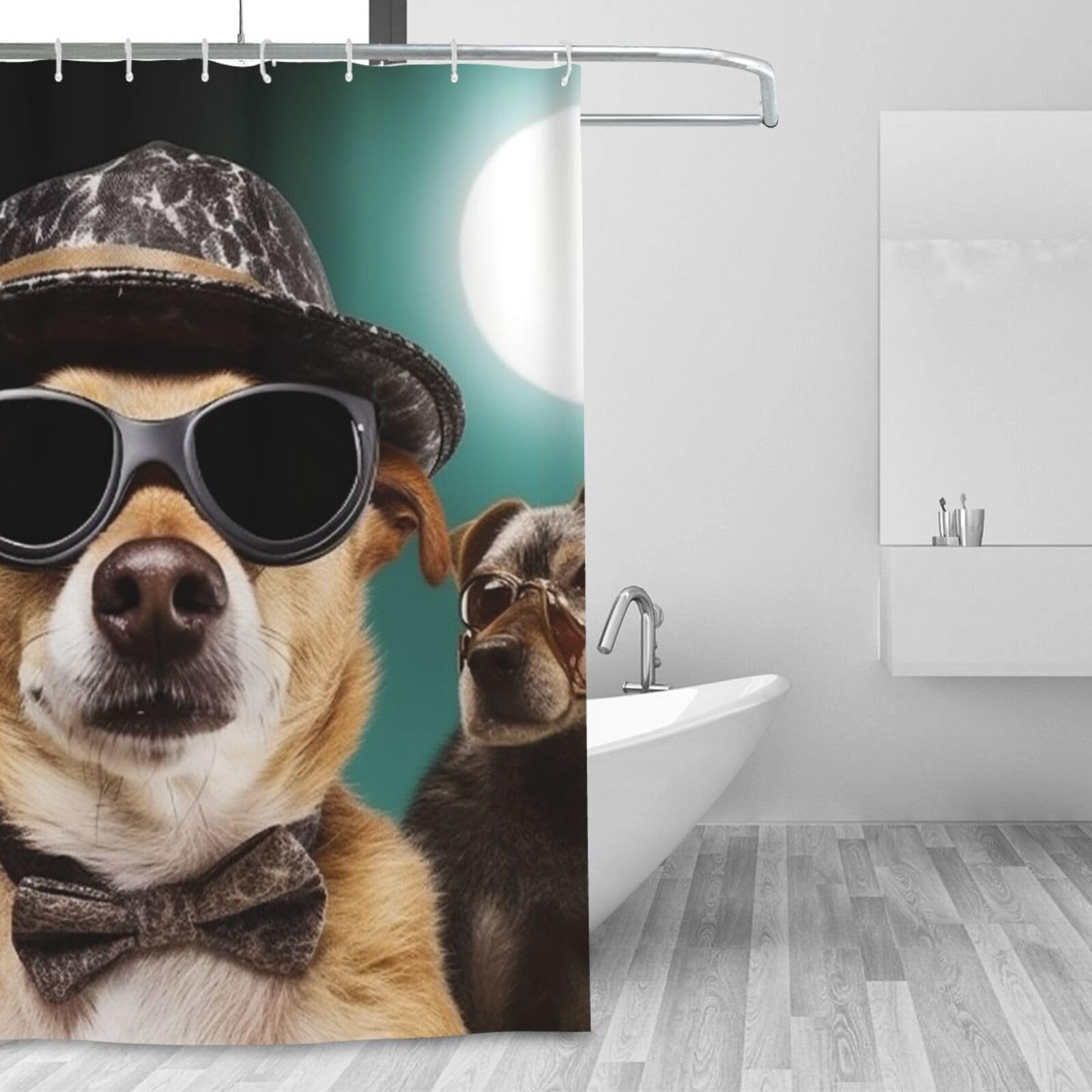 Rideau de douche imprimé animal au look d'hiver pour réchauffer l'ambiance de la salle de bain
