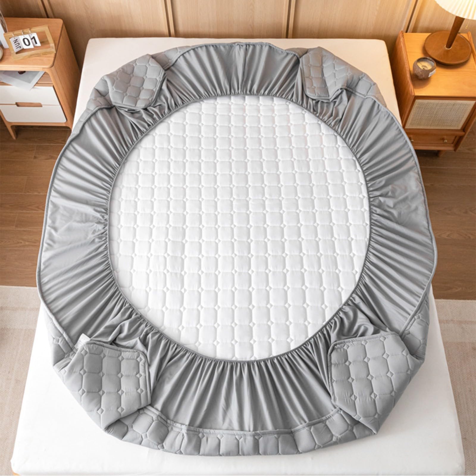Protector De Colchón Elástico Ajustable – Ropa De Cama Acolchada con Almohadilla De Matelas – Funda De Colchón Se Estira hasta 14 Pulgadas De Profundidad(P,90x200x32)