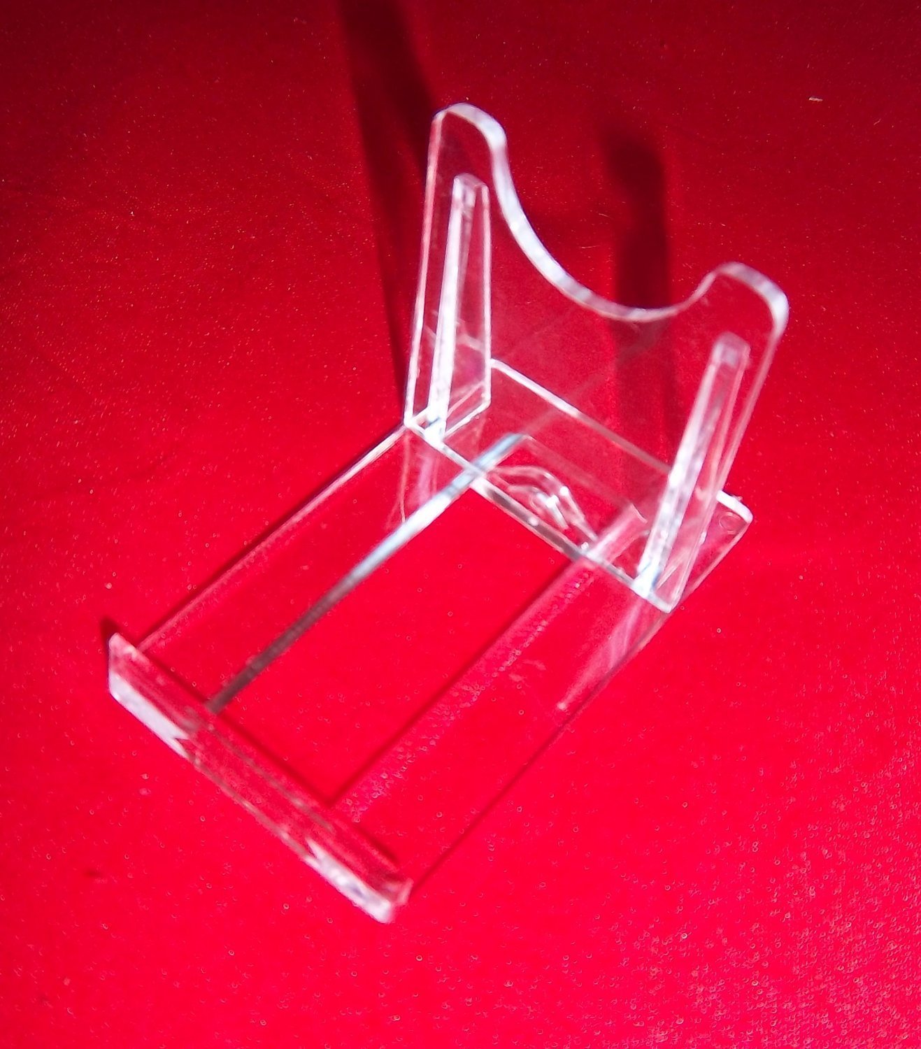 10 Teller-Ständer Halter Acryl 95 mm 55 mm Höhe 77 mm bis 28 cm Halter für Handy CD Bluray vom Sachsen Versand