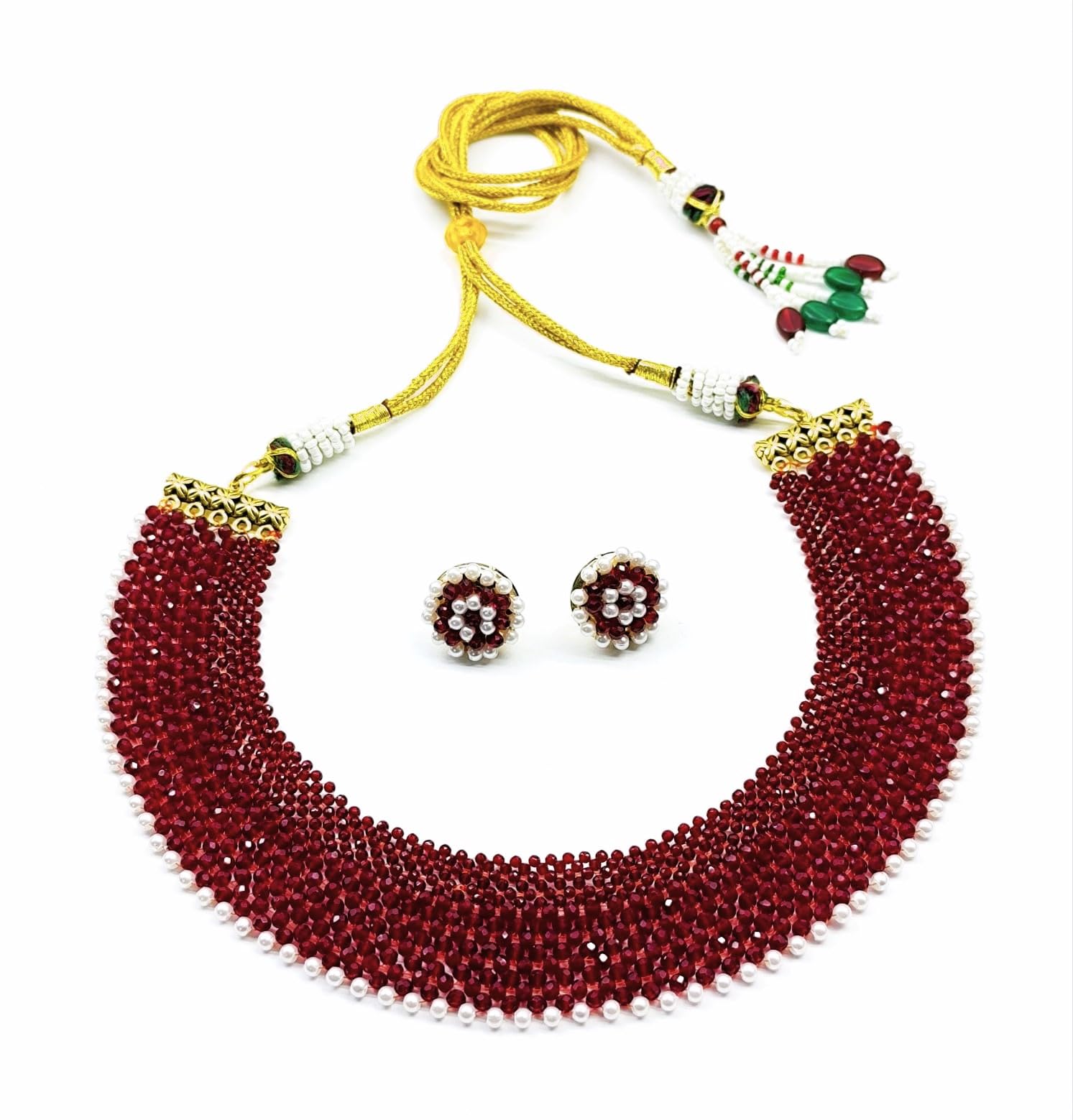 M-H Maroon Hydro Beads, Badi Jewellery Set for Women - Indian Earrings, Necklace and Earrings, Red (B0D736CM99) Amazon Price History, Amazon Price Tracker