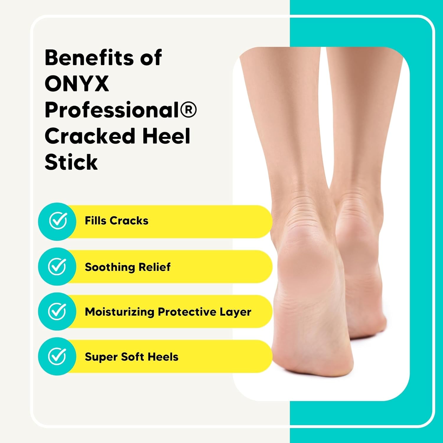 Onyx Professional Cracked Heel Repair Balm Stick, Tea Tree Eucalyptus Scent, 2 Pack - Dry Heels Dry Cracked Feet Treatment, Moisturizing Heel Balm Rolls On, No Mess Like Foot Cream or Foot Lotion - Image 5