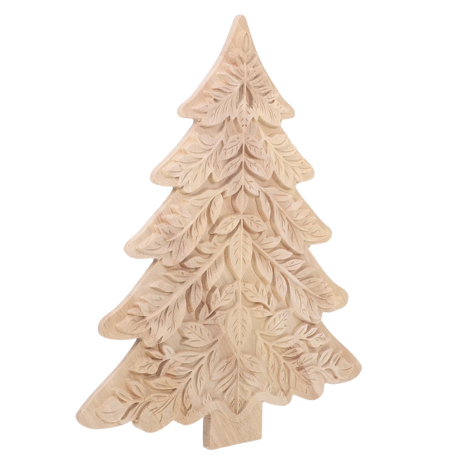 Décoration Sapin de Noël Bois Sculpté Ornements Rustiques sur Pied Éléments DIY pour Centre de Table et Cheminée Décor Hivernal Bois Naturel