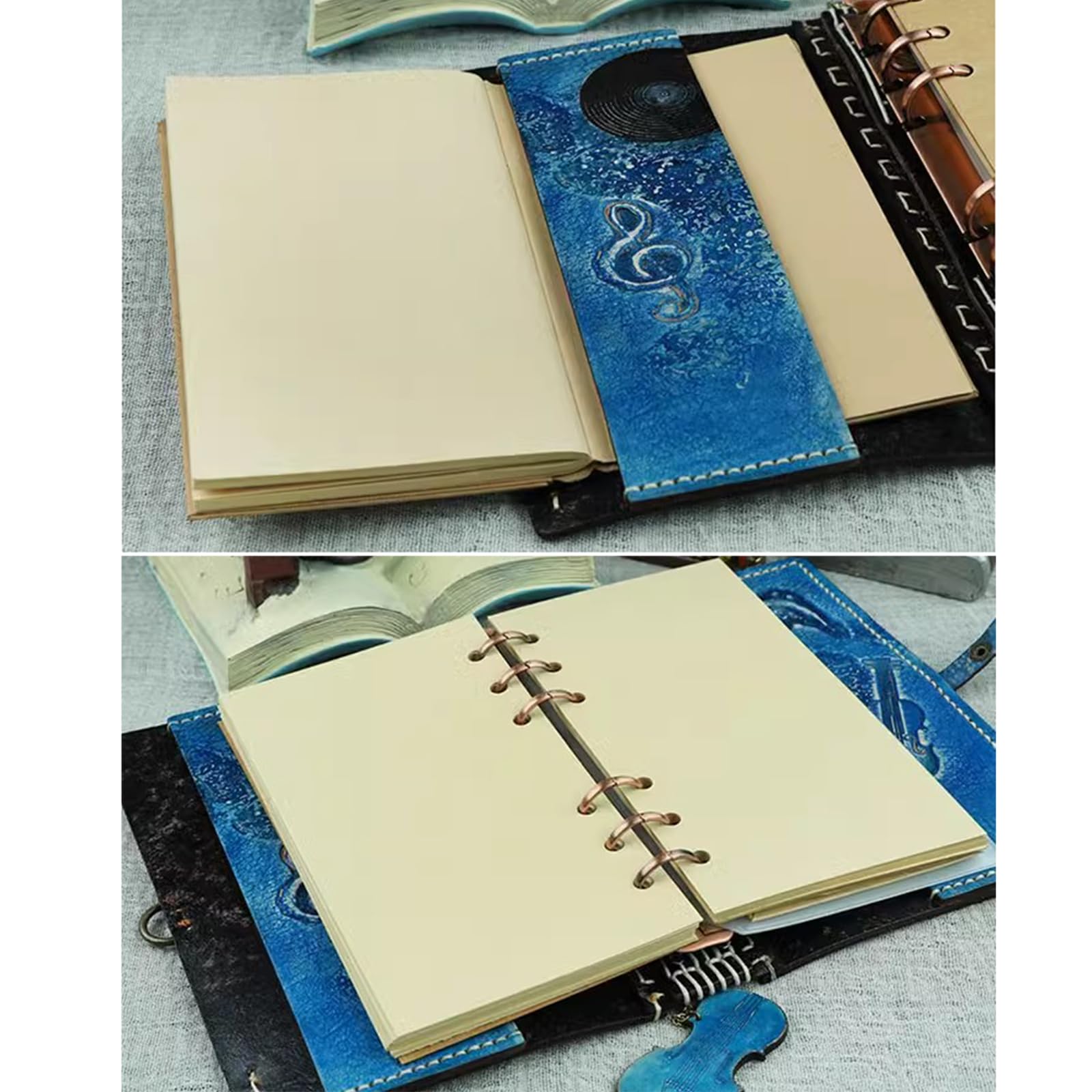 BmxauZ Diario rilegato in pelle A6, quaderno classico per schizzi per entrambi i sessi, blu, 80 fogli/160 pagine, ideale per scrivere, disegnare, schizzi e appunti di viaggio
